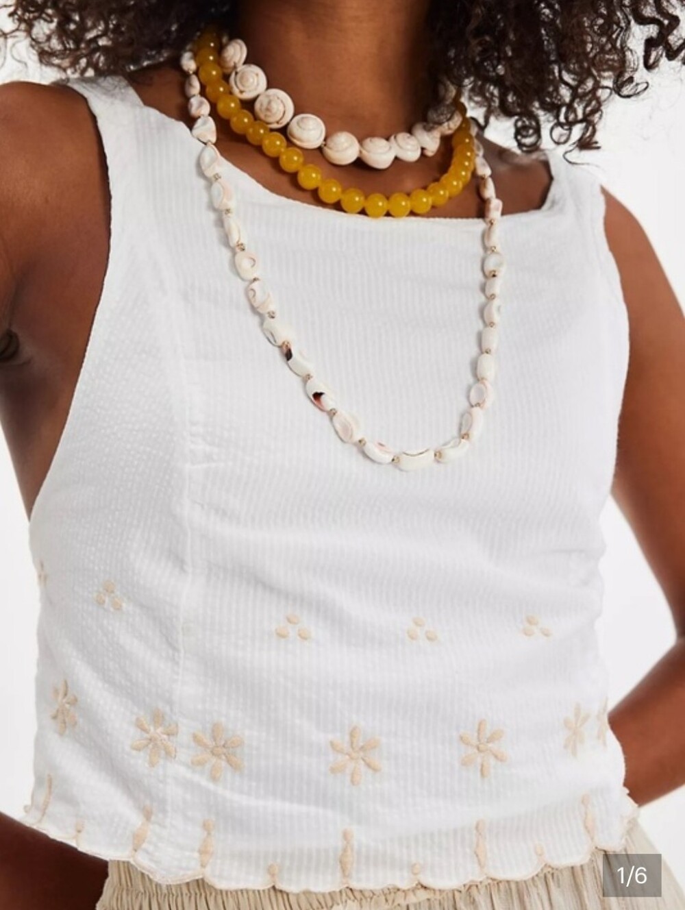 Free People NWOT Kayla Tie Back Embroidered Top in Plain White Combo sz LRG - Picture 4 of 14